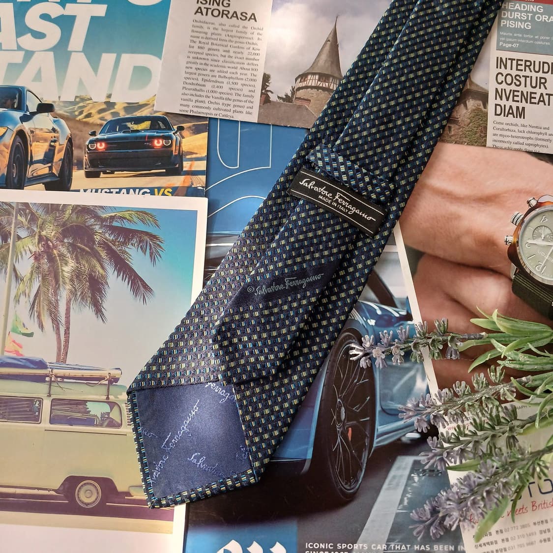 살바토레 페라가모 실크 네이비 넥타이 8.9cm A+~A등급 A18968 상품이미지4