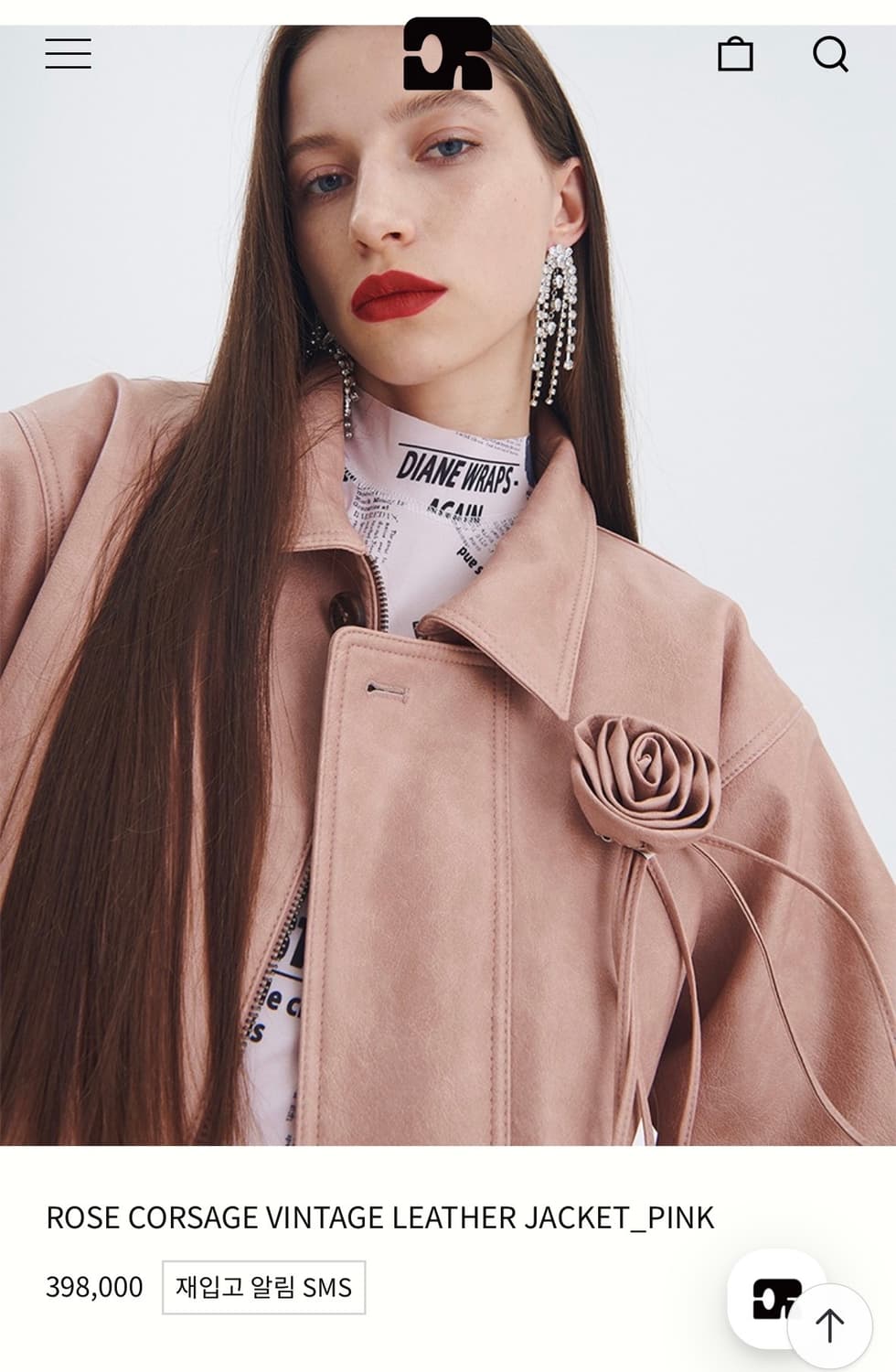 더센토르 로즈 코사지 레더 자켓 핑크 상품이미지1