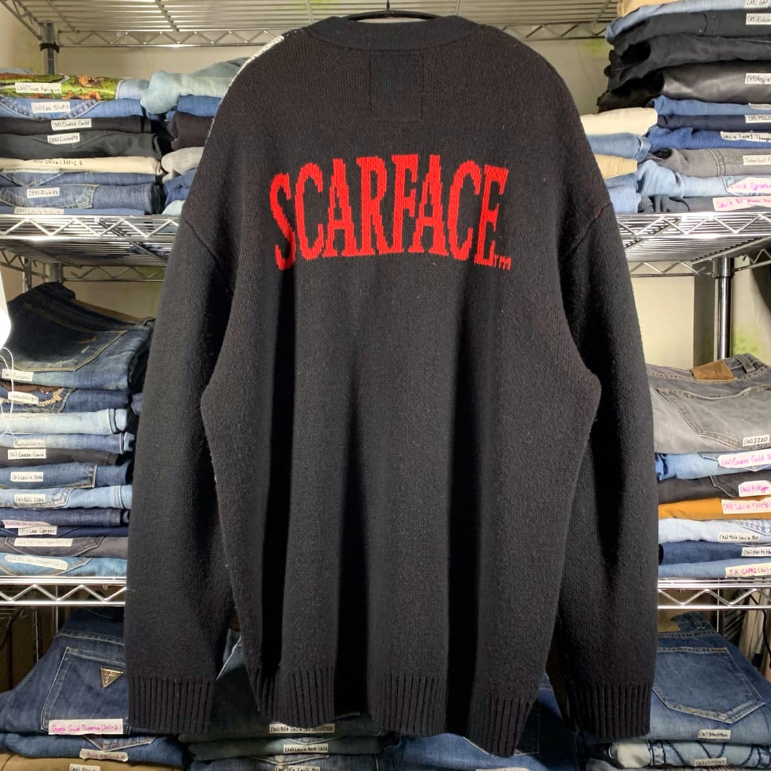 [XL] LMC X SCARFACE 토니 몬타나 자카드 롱 가디건 상품이미지3