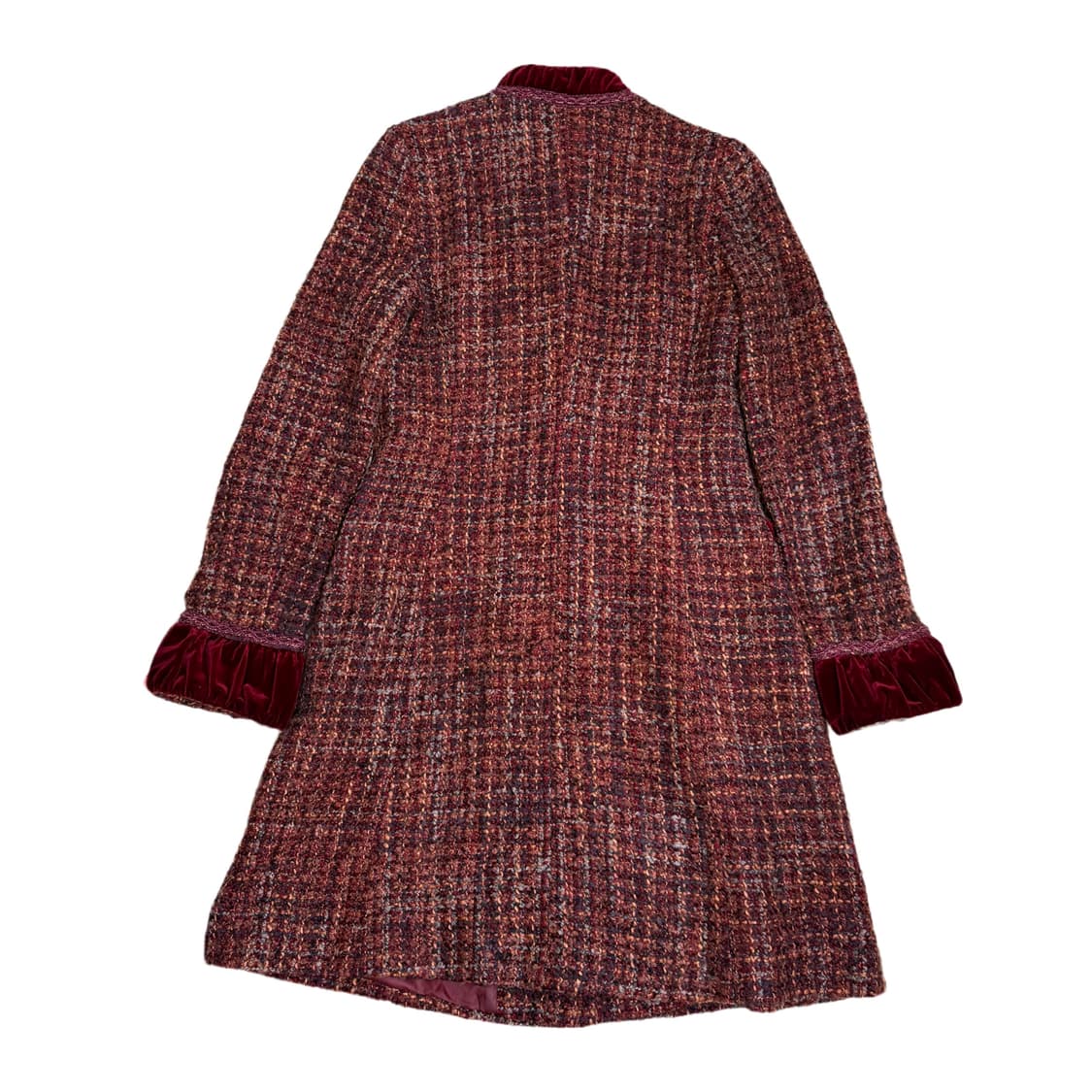 빈티지 다크레드벨벳 포인트 트위드 롱자켓/코트 상품이미지6