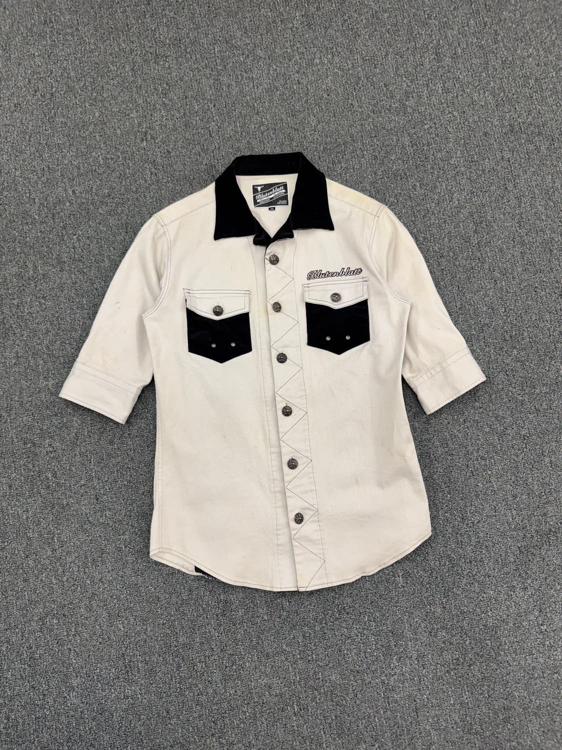 M)blutenblatt 빈티지 콘쵸 버튼 여성 칠부 셔츠 상품이미지1