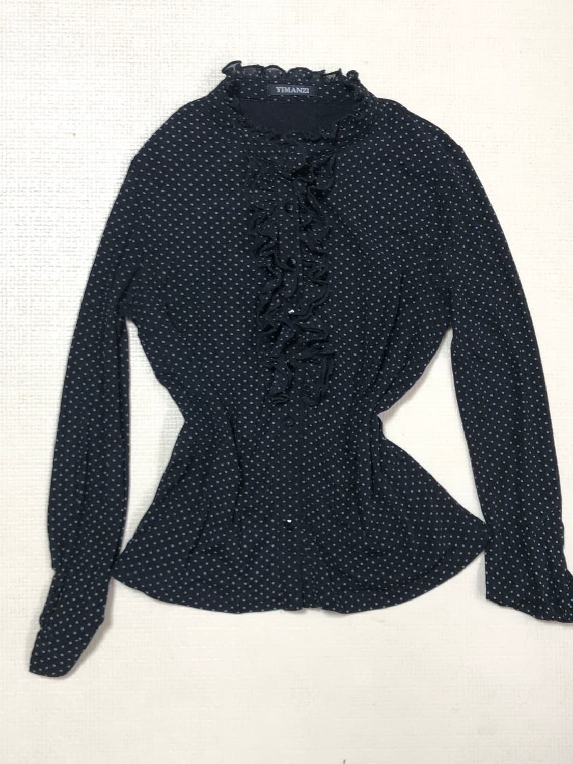 빈티지 블랙 도트 프릴 블라우스 상품이미지7