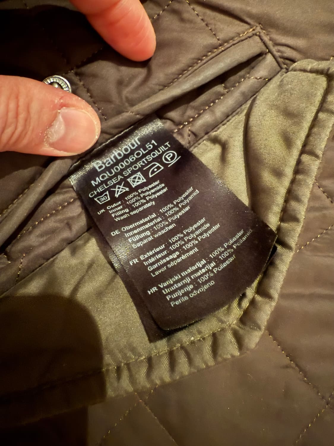 바버 첼시 퀼트 자켓 올리브 상품이미지4