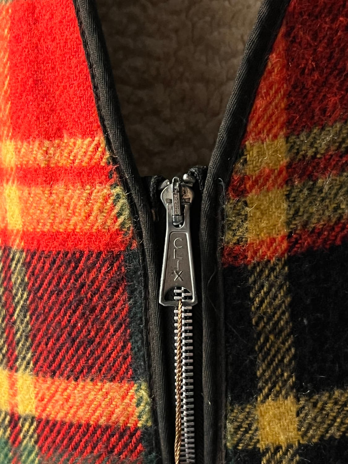 [S]90's USA 빈티지 쉐르파 라이닝 체크 울 베스트 상품이미지4