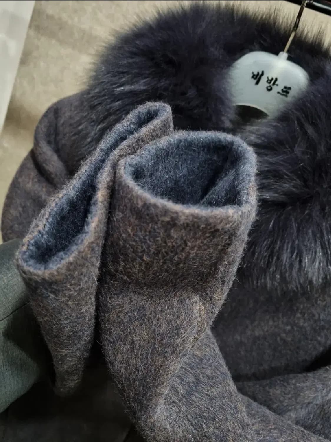 여성 66size BCBG 폭스퍼 핸드메이드 라마 코트 상품이미지3