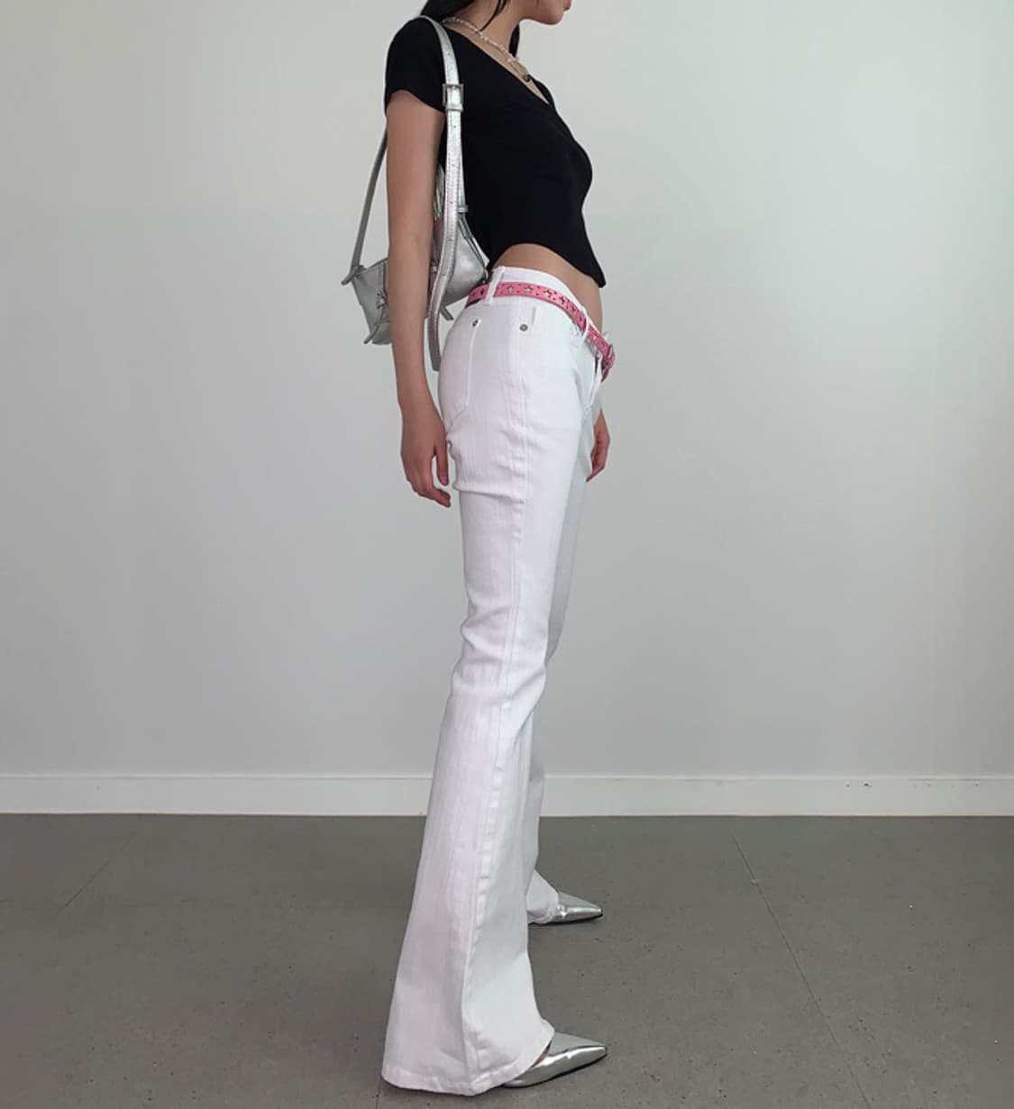 더에펠 포디 로우 부츠컷팬츠 화이트 상품이미지3