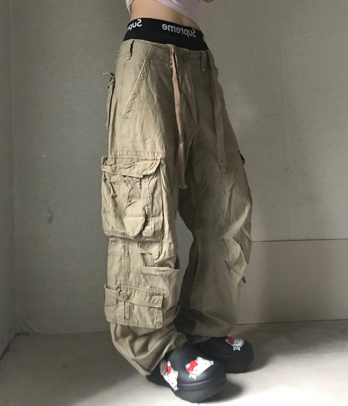 빈티지 베이지 와이드핏 카고팬츠 상품이미지2