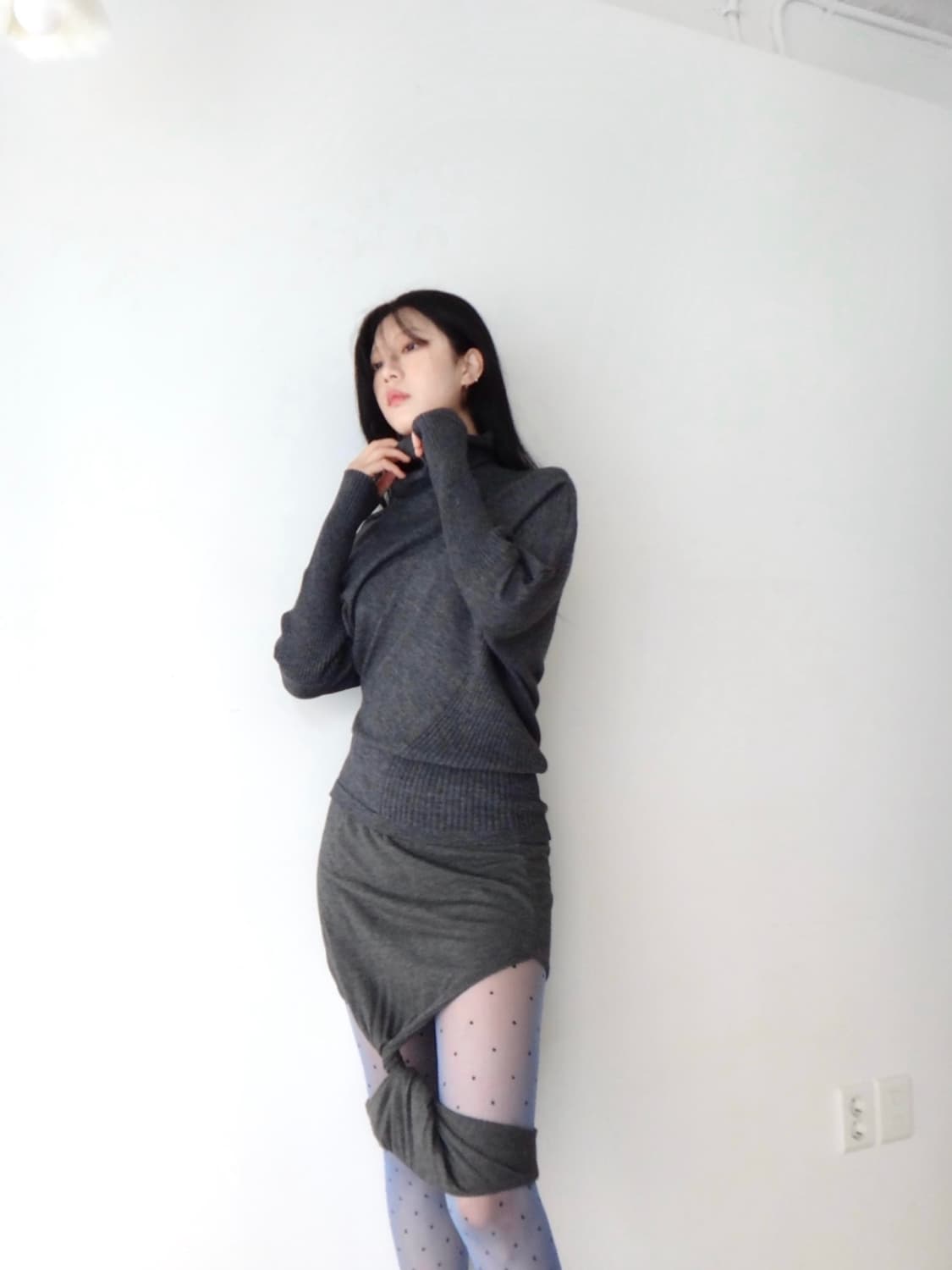 Round drape knit / grey 상품이미지8