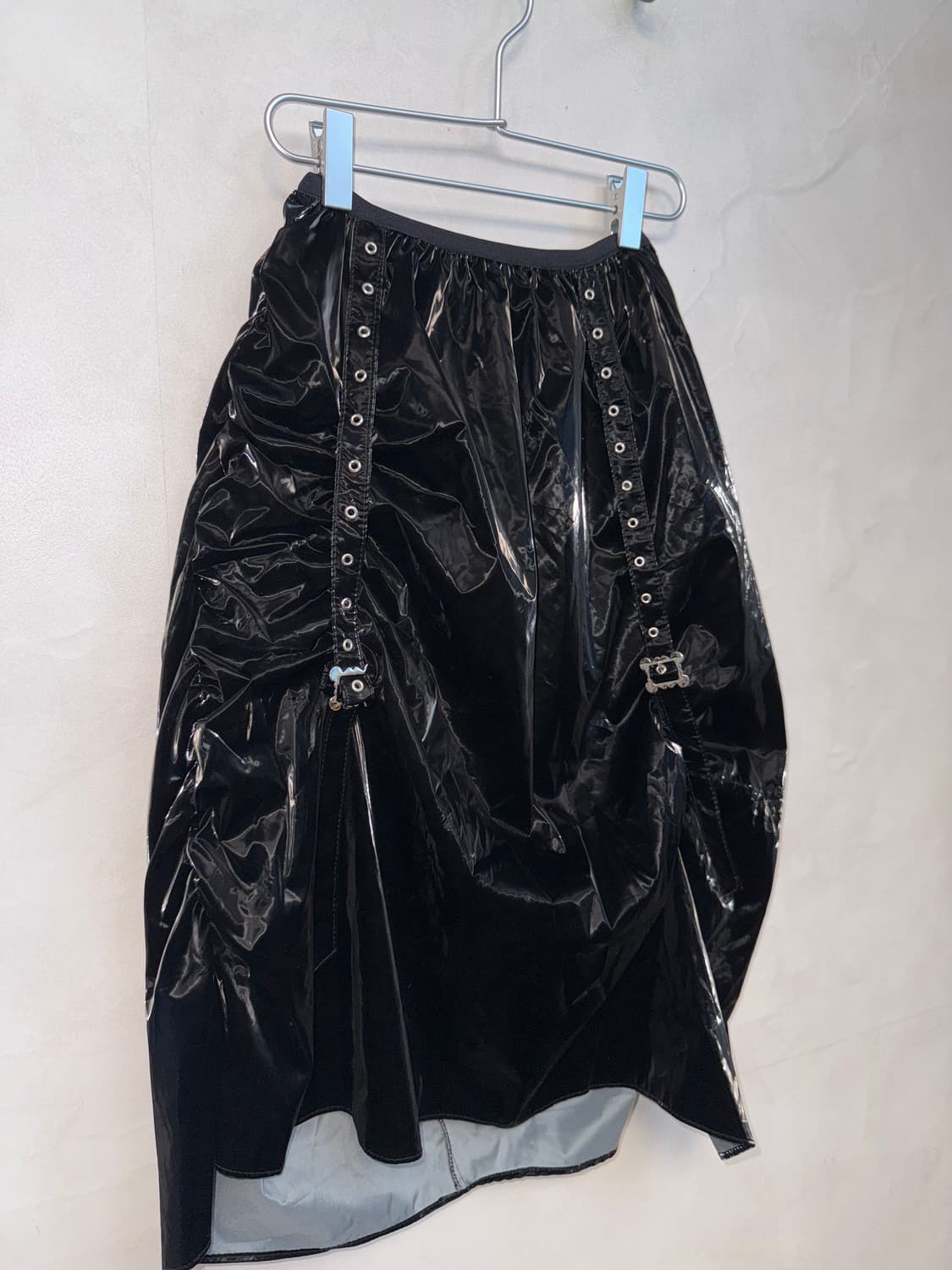 Black pvc belted shirring balloon sk 상품이미지2
