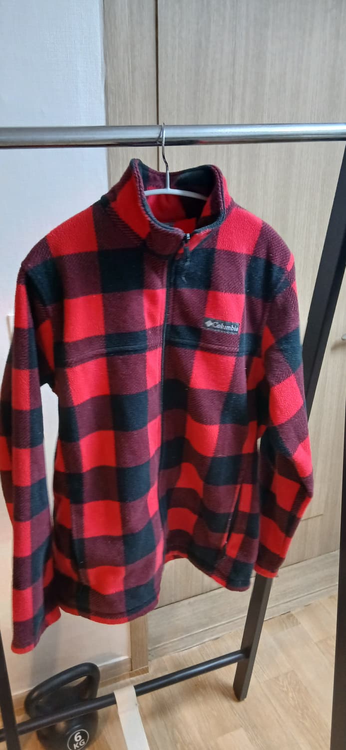 컬럼비아 레드 블랙 체크 플리스 M 상품이미지1