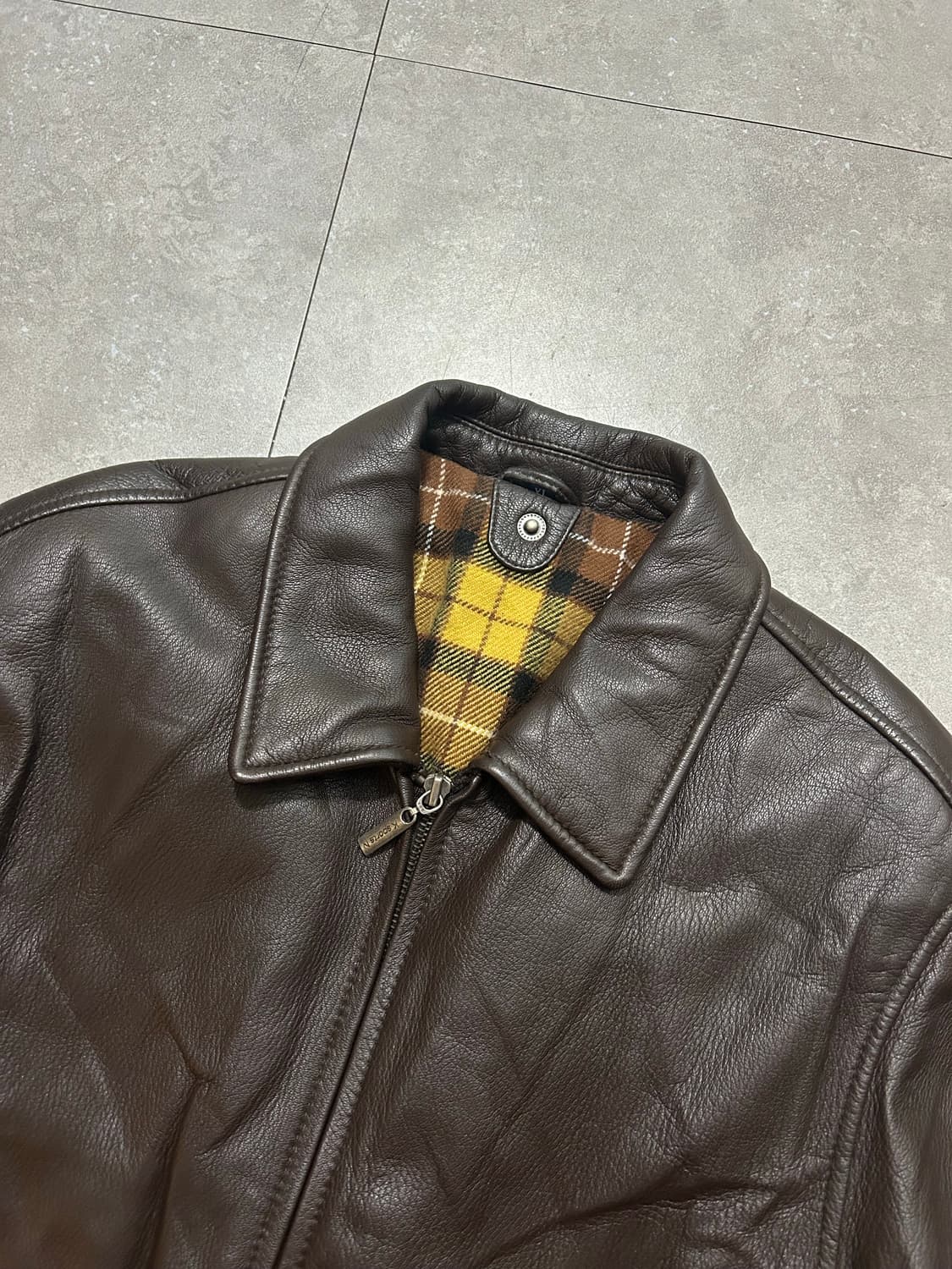 90s 베로꾸오이오 소가죽 블랑켓  빈티지 레더자켓 100size   상품이미지2