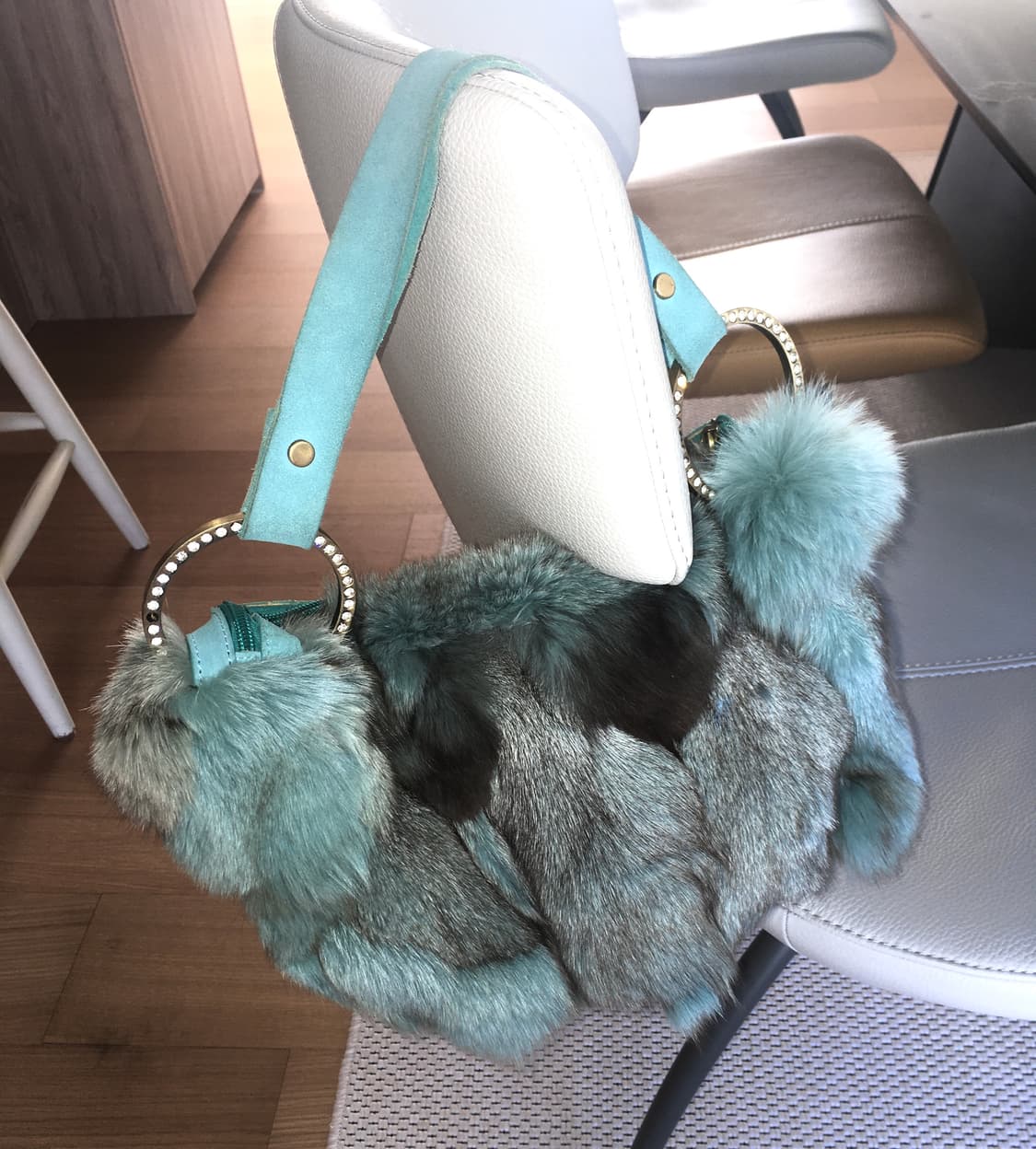 00s 리얼퍼 에메랄드 빅 큐빅 링 숄더백 y2k 오네갸루 상품이미지1