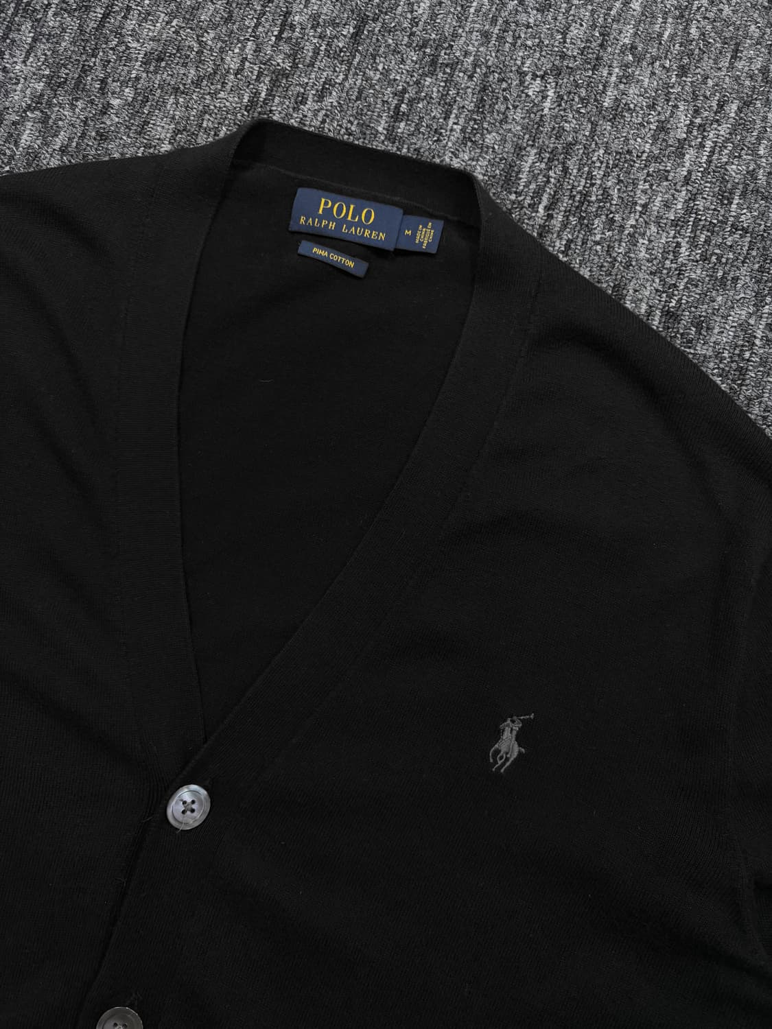 폴로 블랙 피마 코튼 브이넥 가디건 상품이미지5