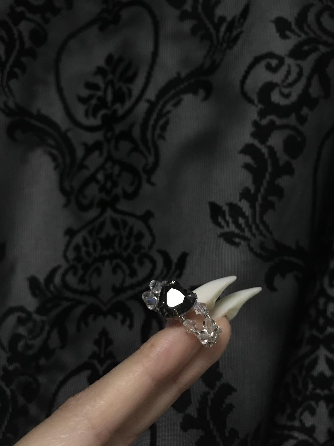 Vintage 스윙셋 레이어드 하트 비즈 링 반지 블랙 상품이미지2