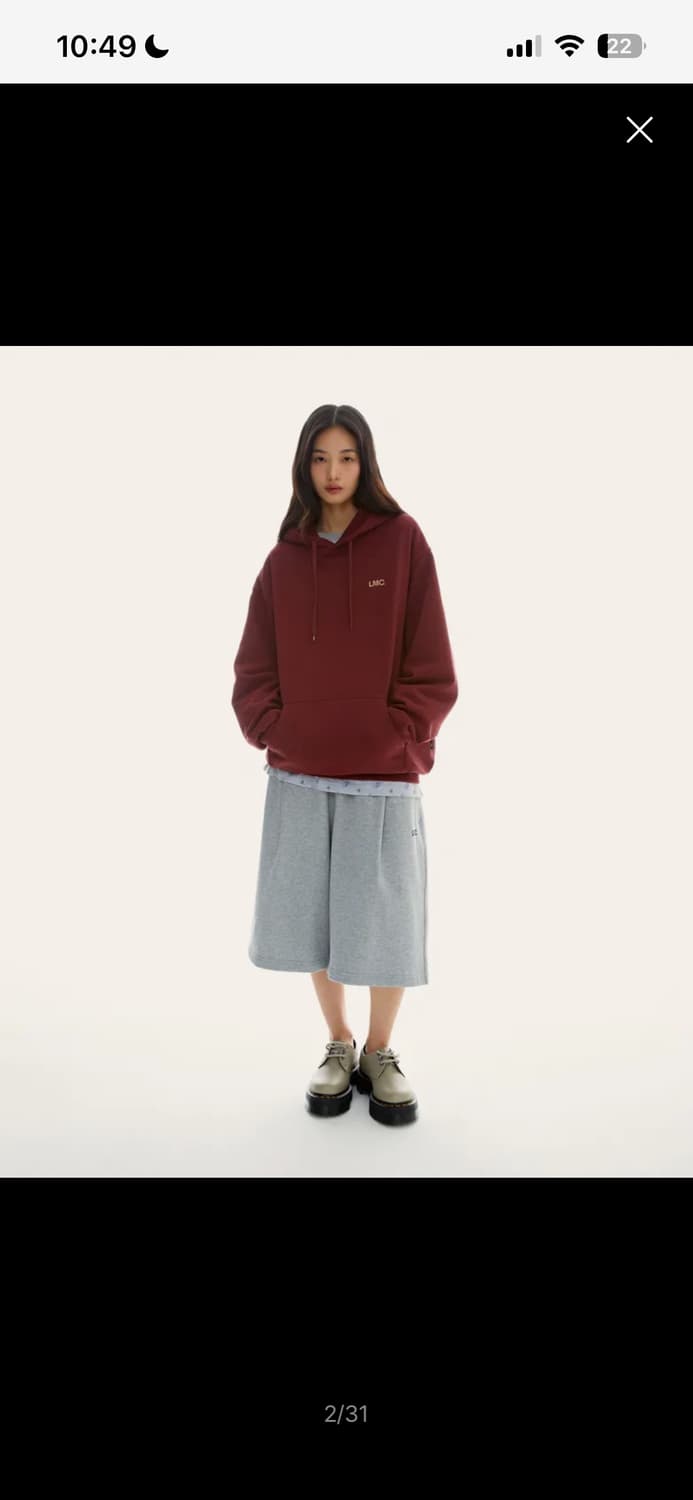 엘엠씨 버건디 후드티 상품이미지4