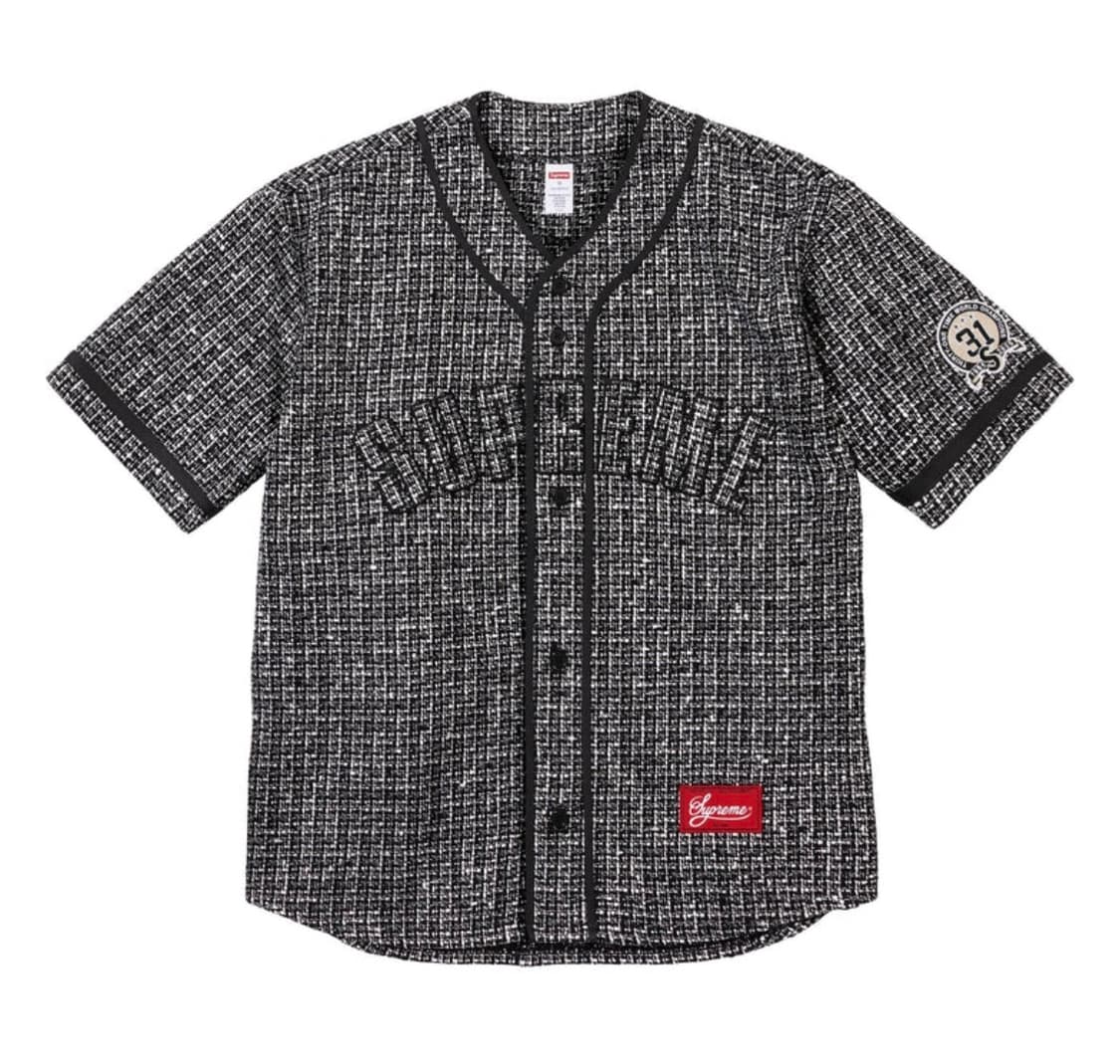 M) 슈프림 부클 트위드 베이스볼 저지 블랙  상품이미지1