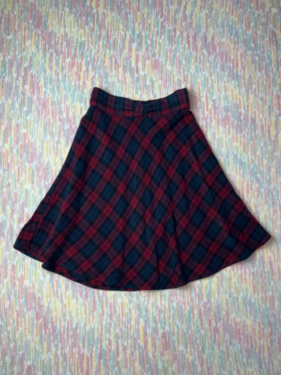 레드 체크 리본 포인트 스커트 상품이미지1