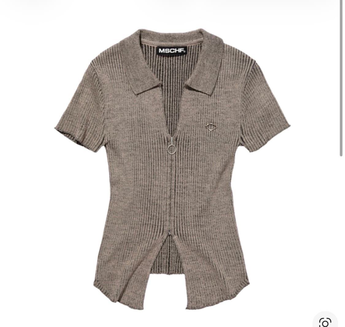 mschf 미스치프 롬버스 니티드 투톤 숏슬리브 베이지블랙 상품이미지1
