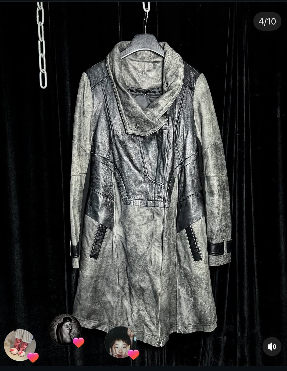 레더 하이넥 코트 상품이미지3