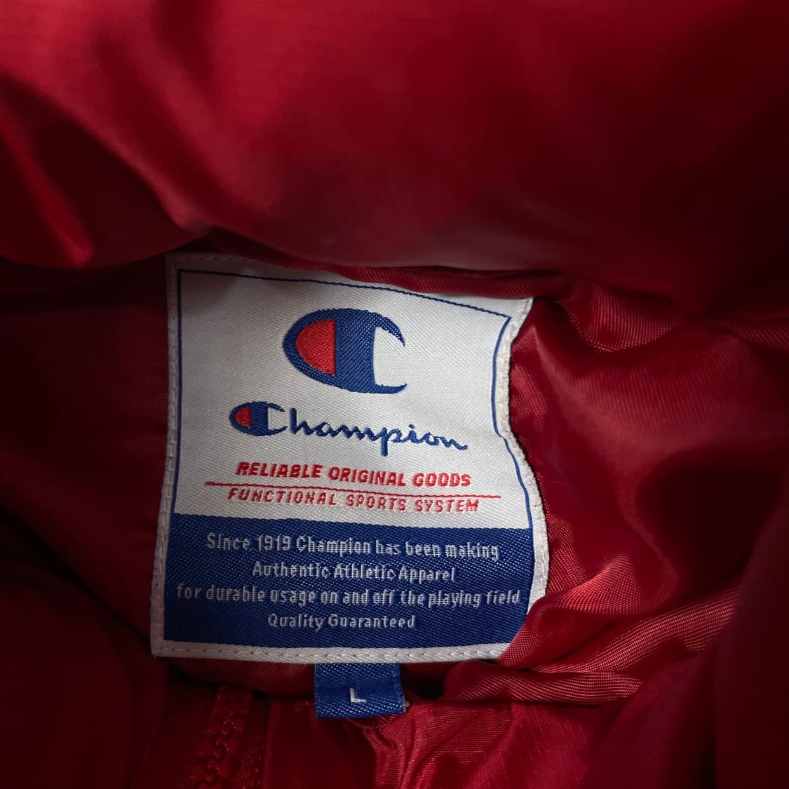 챔피온 레드블랙 덕다운 패딩 L 상품이미지4