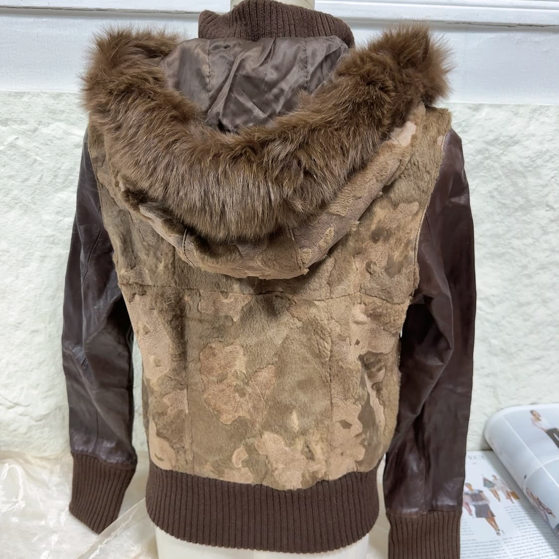 빈티지 토끼털 후드 양털 염소새끼털 포켓 양가죽자켓 상품이미지3