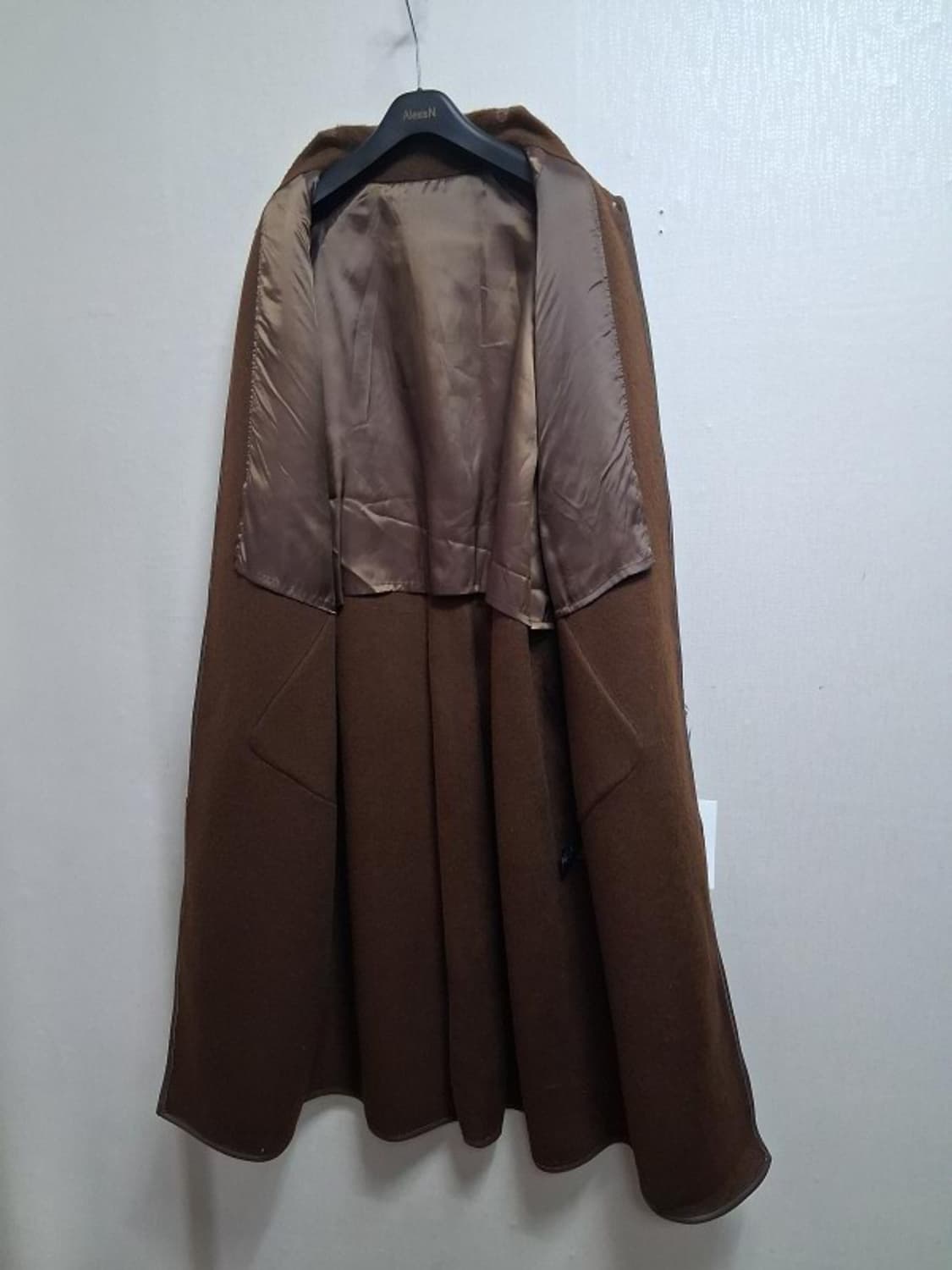 수입 낙타털 혼합 천연양가죽 배색 양모롱코트 카멜 새거 프리  상품이미지4