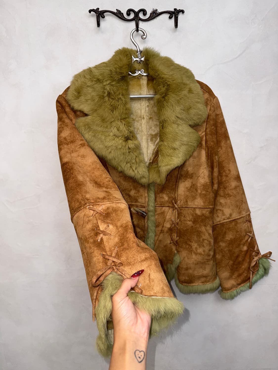 Brown tie dye rabbit fur laceup mustang 상품이미지2