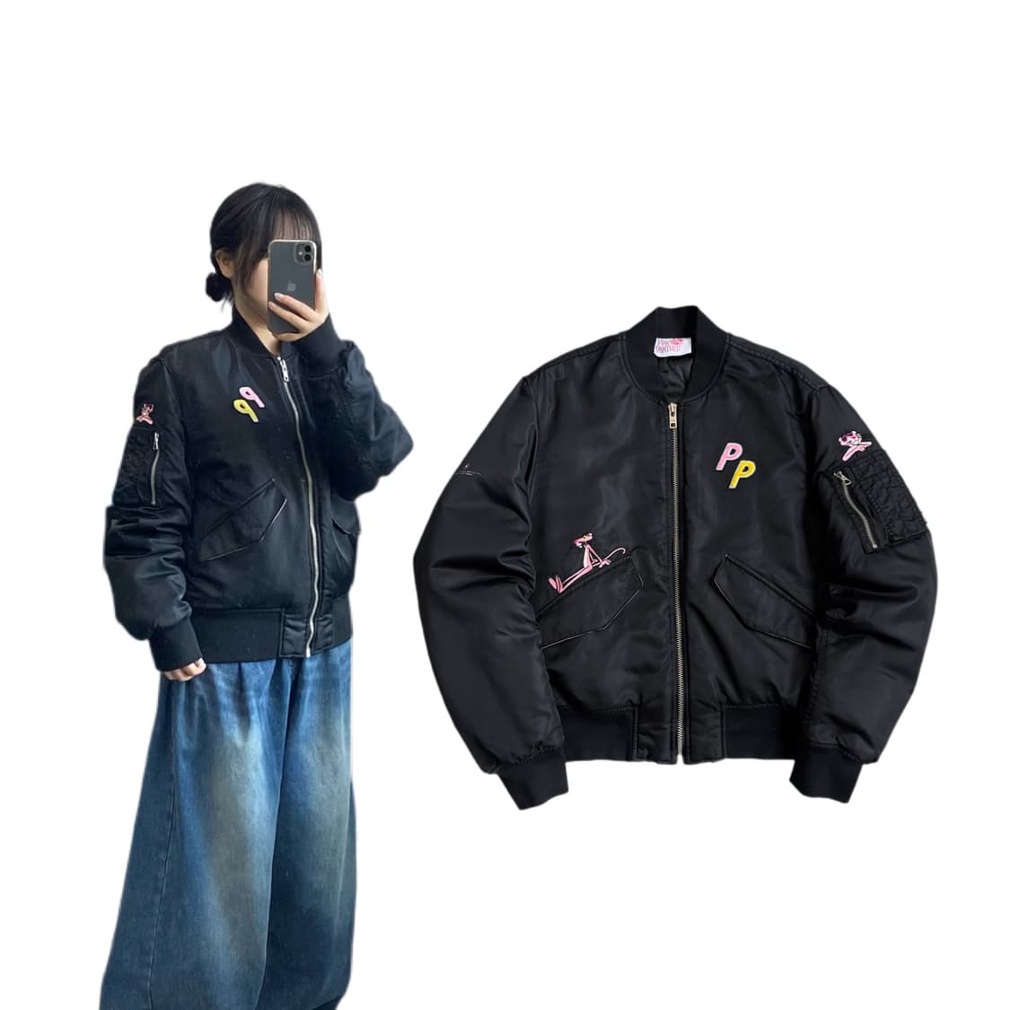 스테레오바이널즈 X 핑크팬더 ma-1 항공점퍼 자켓 상품이미지1