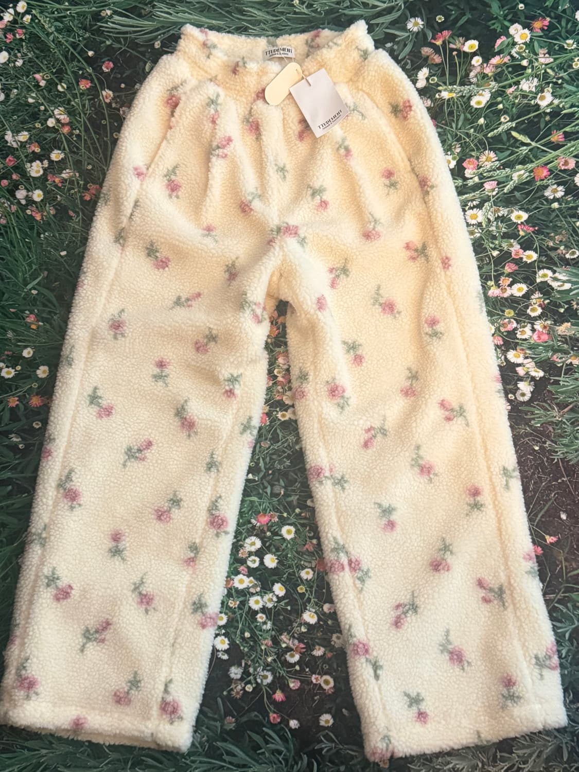 [새상품] 튜드먼트 플로럴 플리스 팬츠 아이보리 상품이미지2