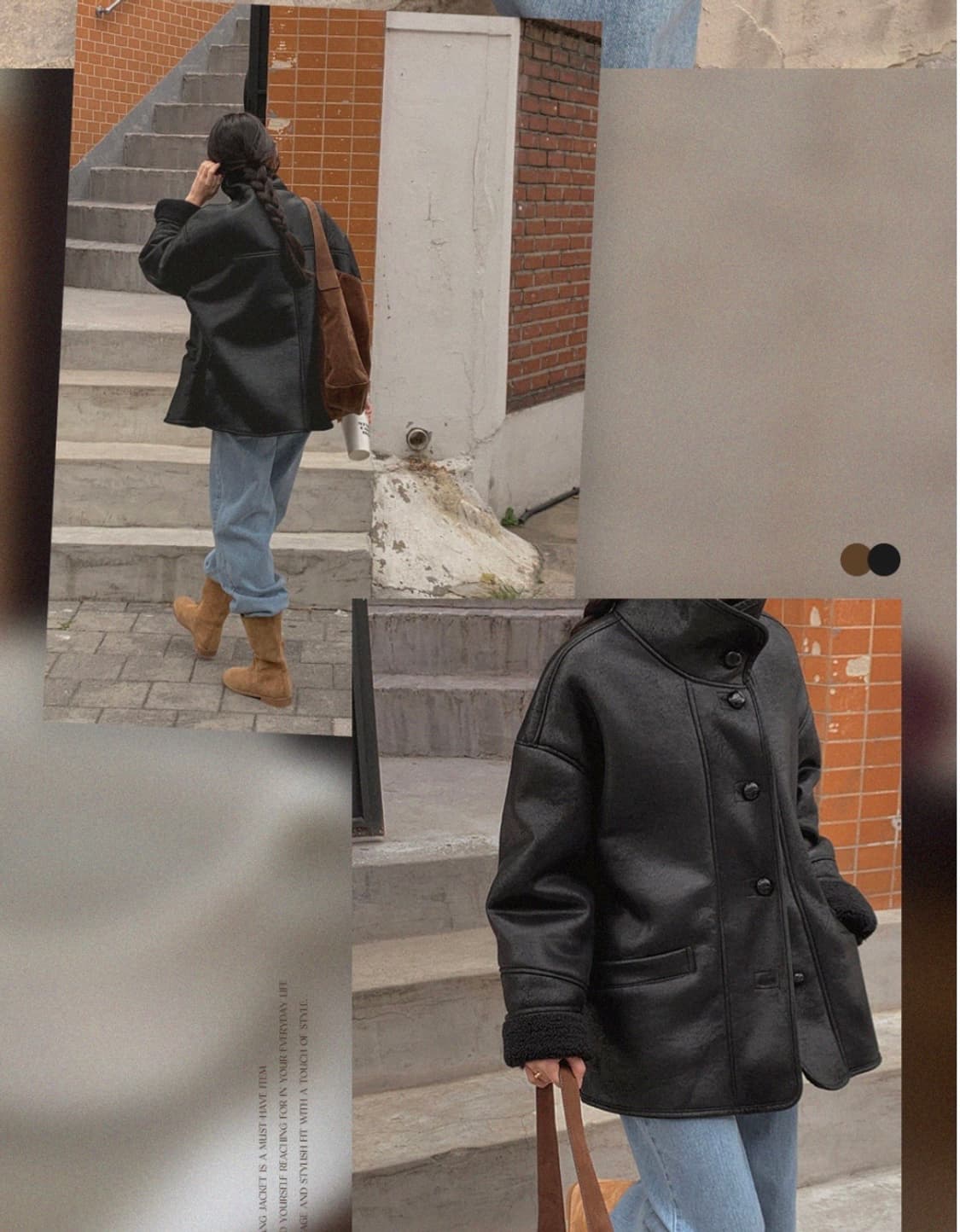 덤블 무스탕 레 더 자켓 상품이미지2