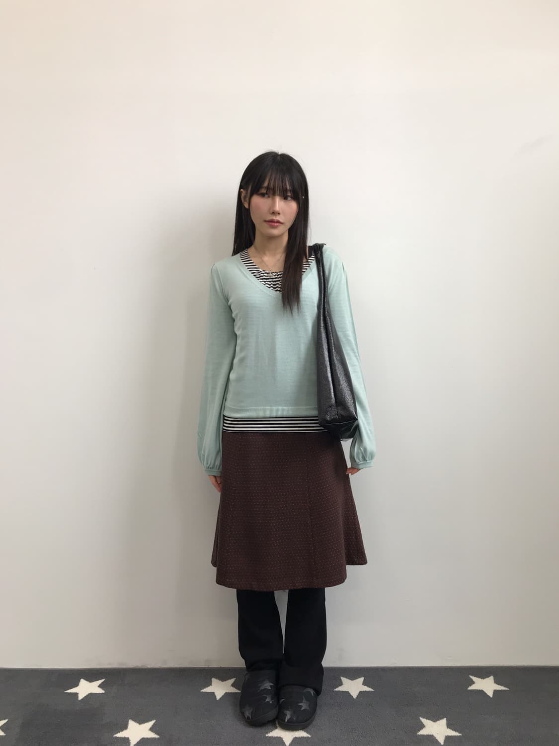 Jpn Mint Green VNeck Balloon Sleeve Knit 상품이미지1