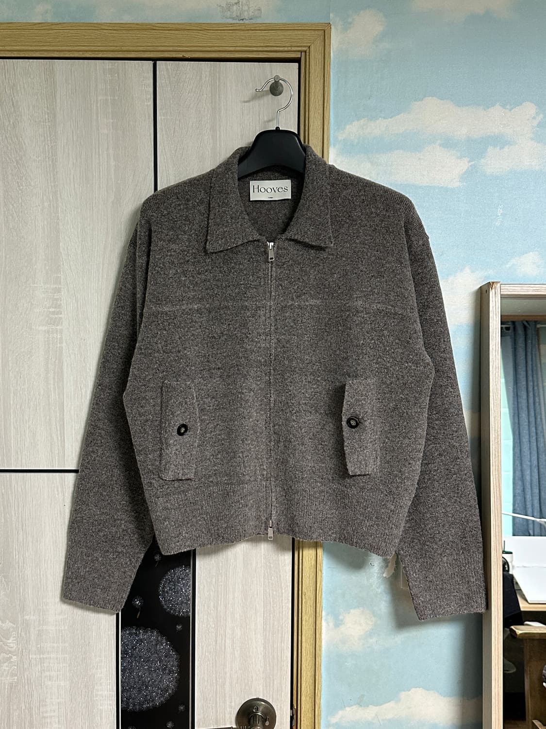 (L) 후브스 울 니트 블루종자켓 [머드] 상품이미지2