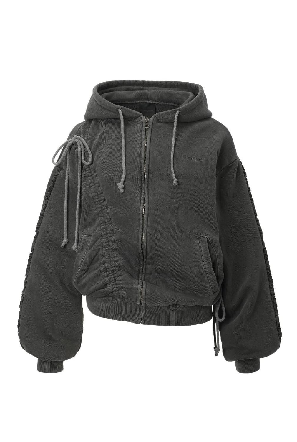 쓰리타임즈 위스퍼 후드집업 차콜 Whisper zip-up hoodie 상품이미지1