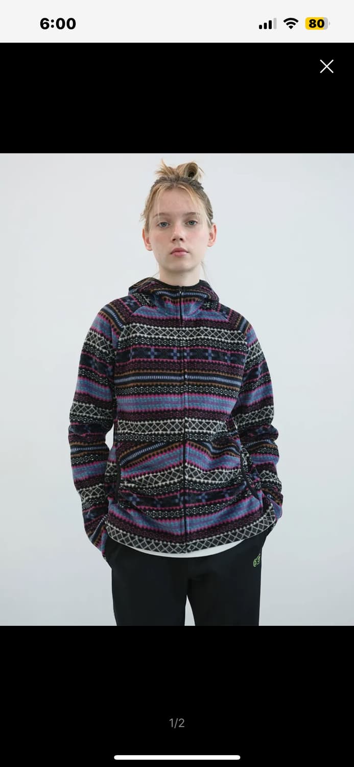 셔링 포켓 플리스 집업 후디 (Multi) 팔아요 상품이미지1