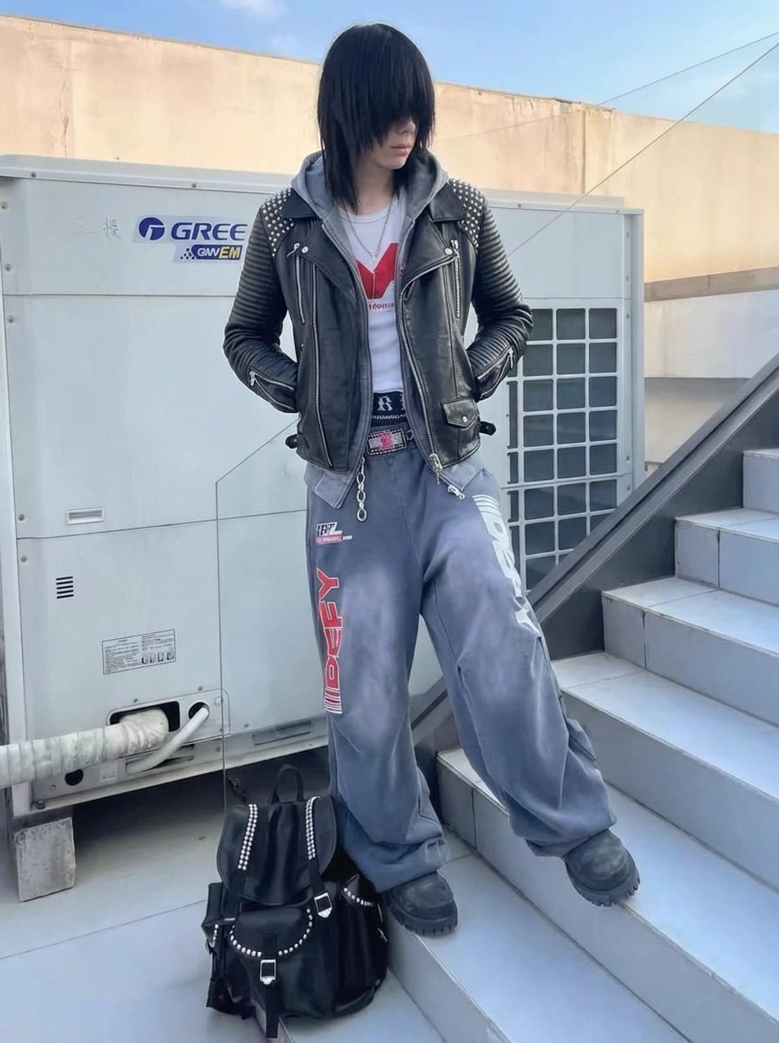 체사레파치오티 검장식 스터드 카프스킨  더블카라 바이커자켓 상품이미지1