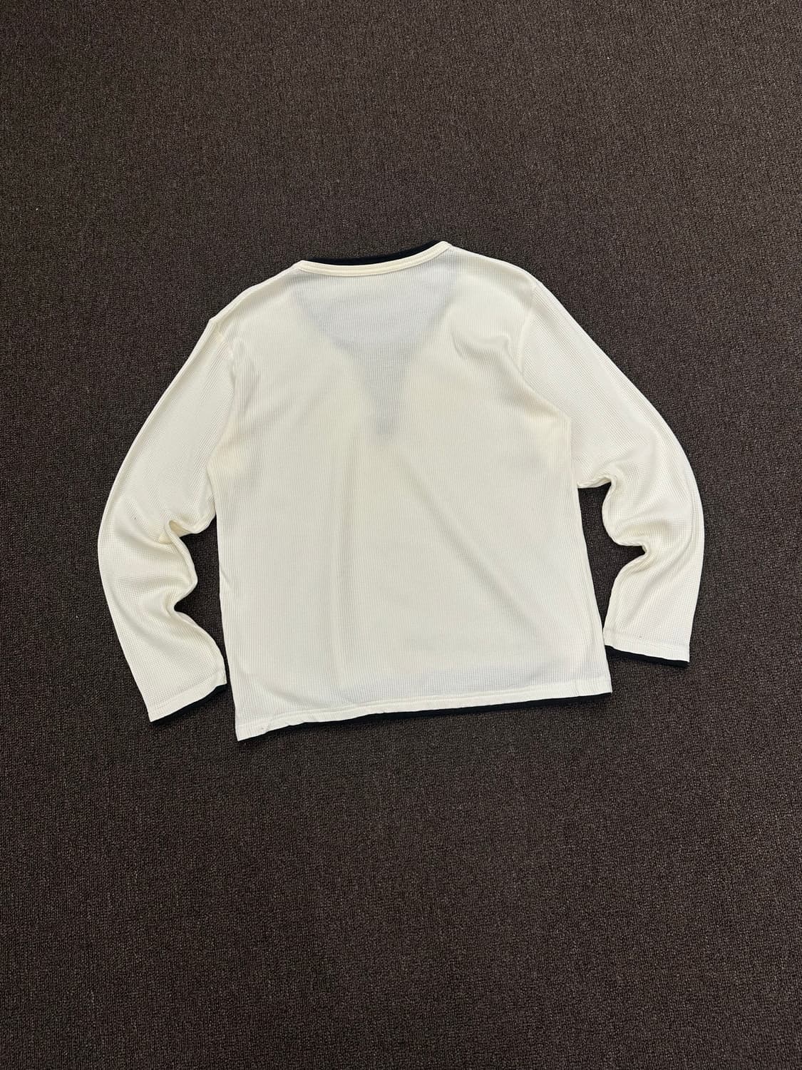 L)Japanese vintage 화이트 와플 헨리넥 롱슬리브 상품이미지5