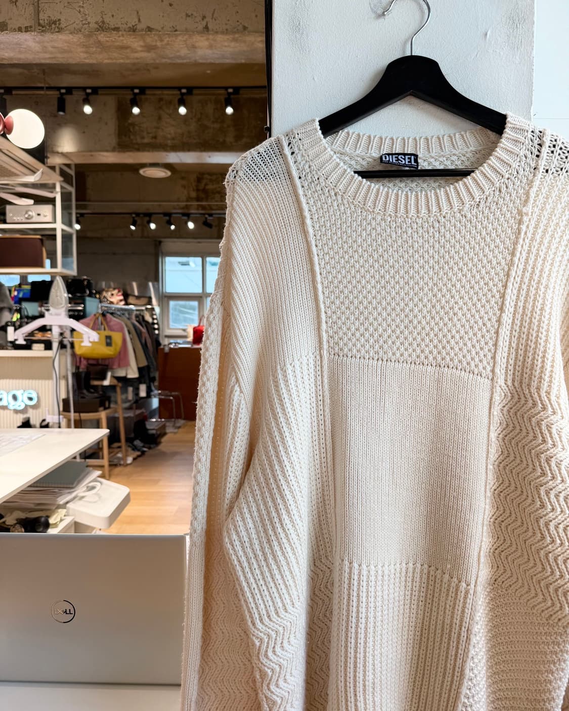 디젤 아이보리 패치워크 울 니트  상품이미지3