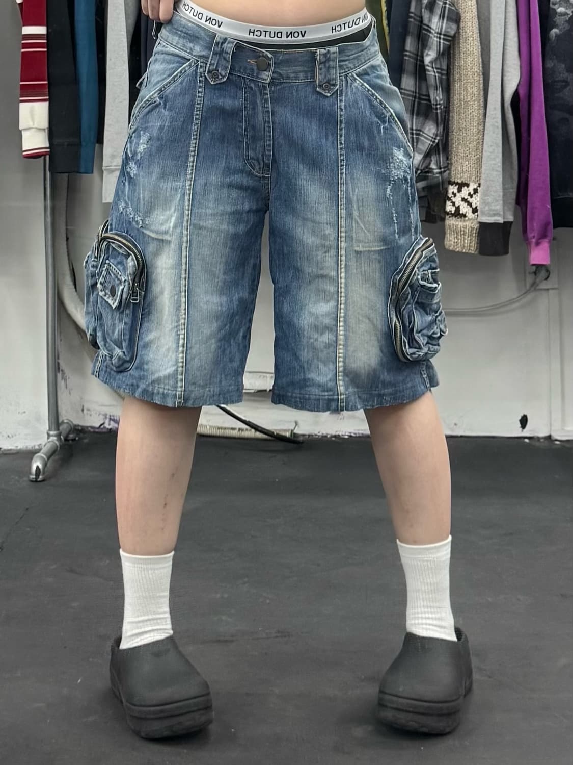 VTG 멀티포켓 데님 버뮤다팬츠 상품이미지1