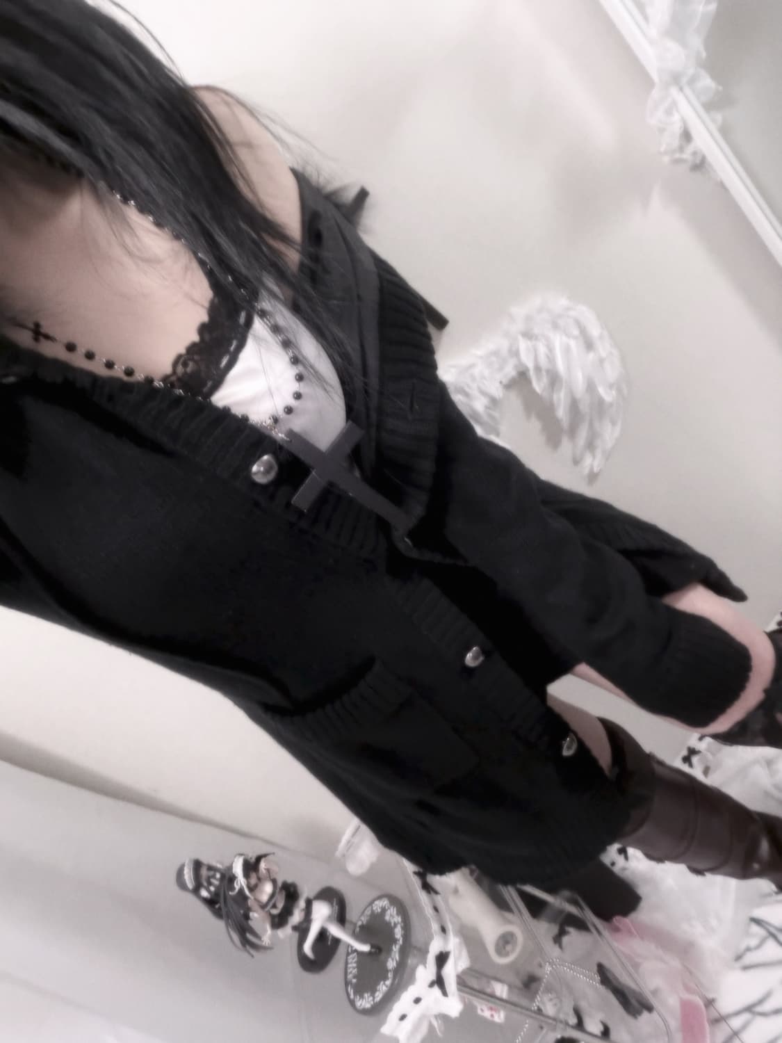 y2k 블랙페어리 롱 니트 가디건 상품이미지2