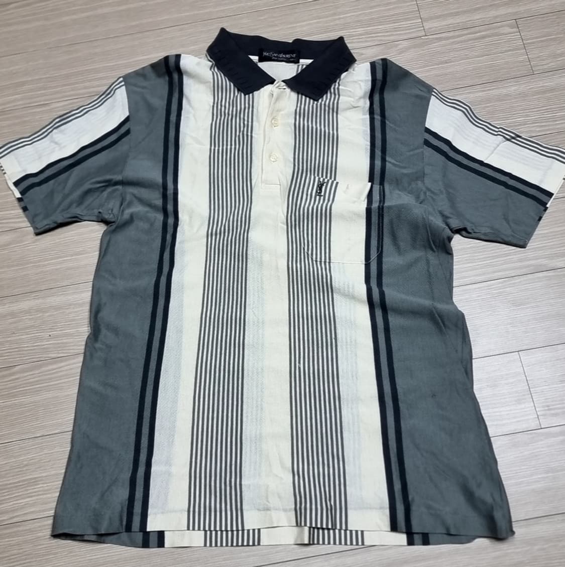 80s YSL 입생로랑 스트라이프 반팔 카라티(100) 상품이미지1