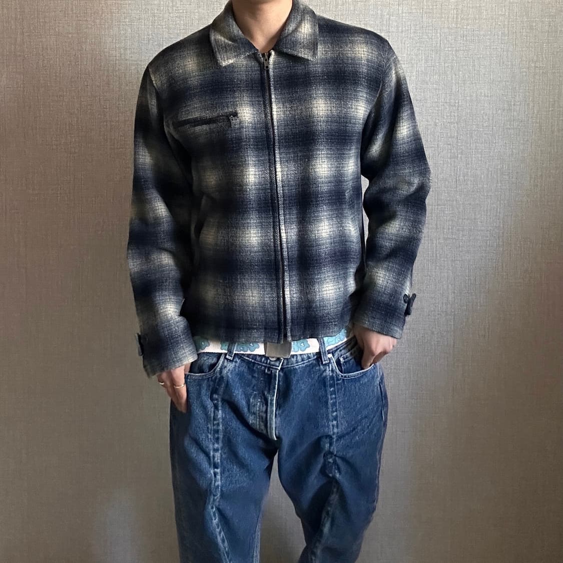 BOBSON 체크 패턴 일제 울 자켓 상품이미지3