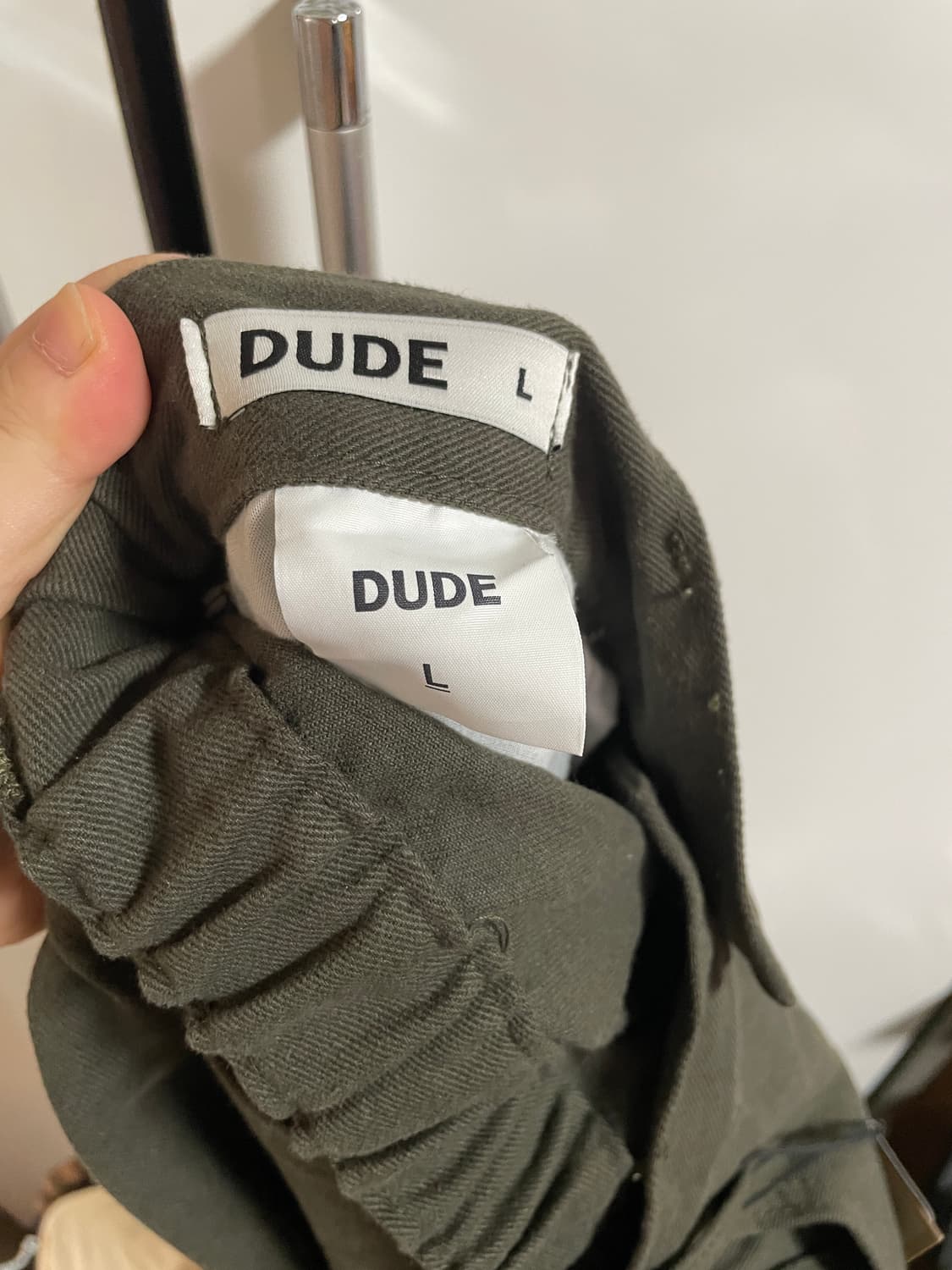 dude 반밴딩 코튼 팬츠 카키L 새제품 상품이미지3