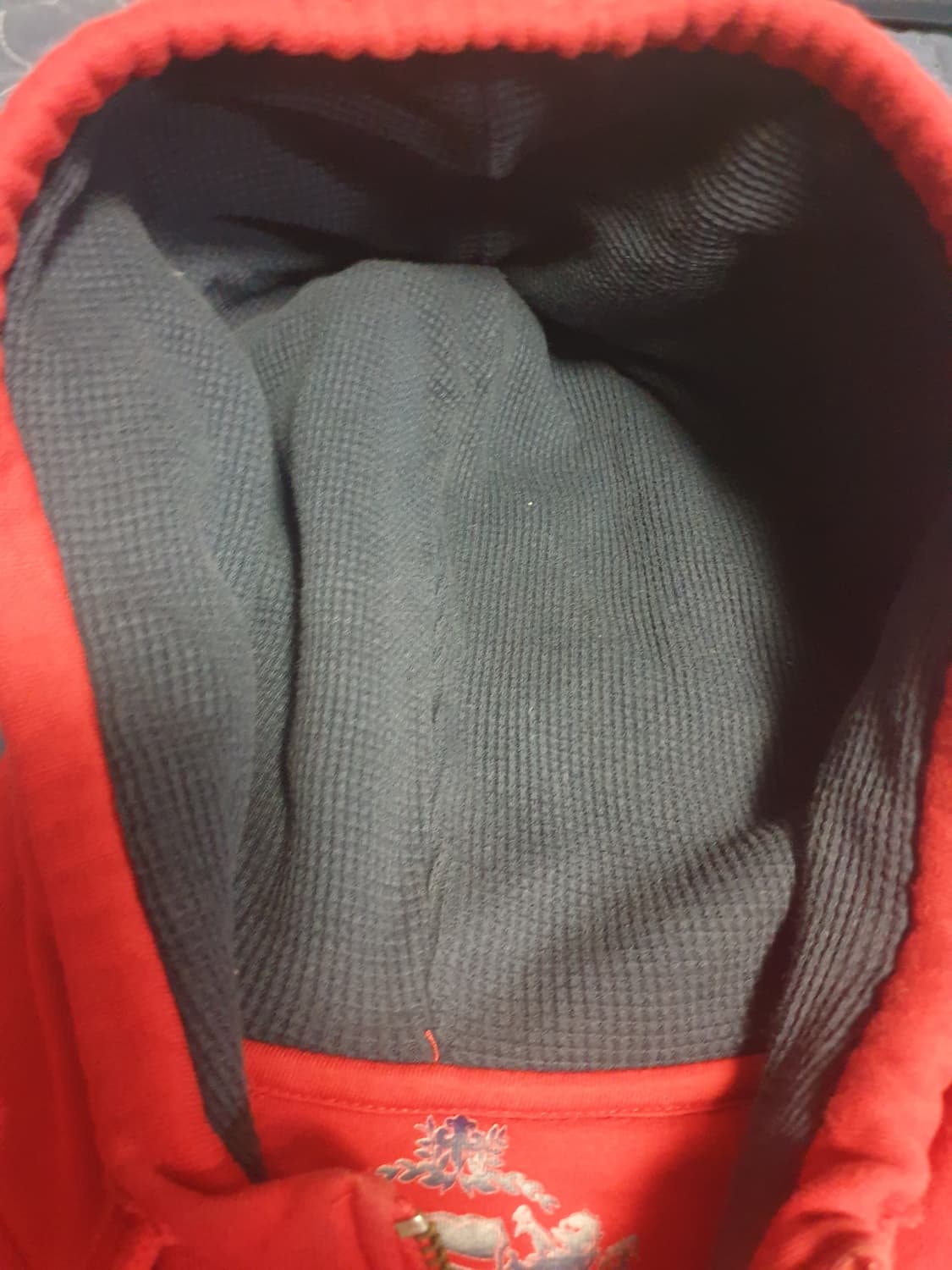 (빈티지) 폴햄 우먼 올드스쿨 7로고 벨벳 기모 후드집업 레드 (M) 상품이미지4