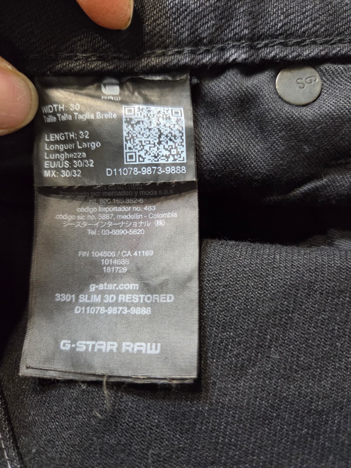 G-Star Raw 블랙 데님 바지(W30/L32)디피용 상품이미지7