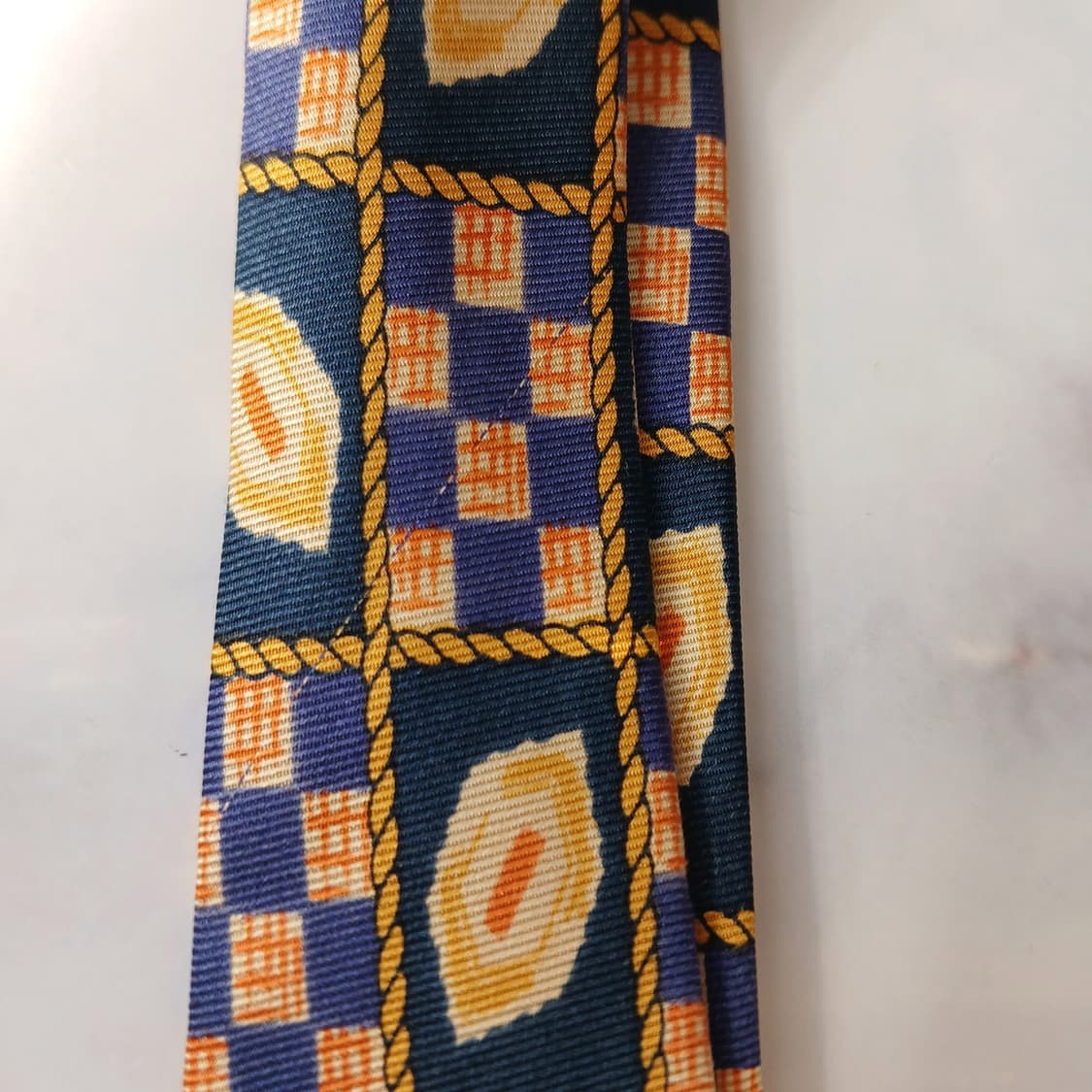 크리스찬 디올 네이비 기하 패턴 넥타이 9.3cm B등급 A19713 상품이미지9