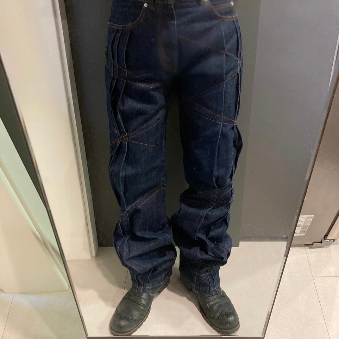 90s 장폴고티에 플리츠 스티치 데님 팬츠 상품이미지2