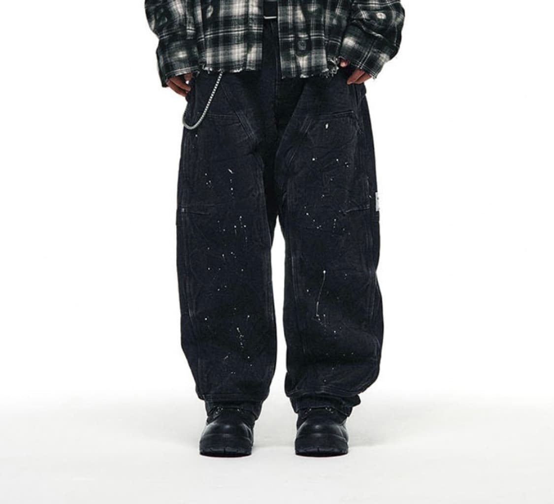 노매뉴얼 x 에이프 더블니 데님 팬츠 상품이미지3
