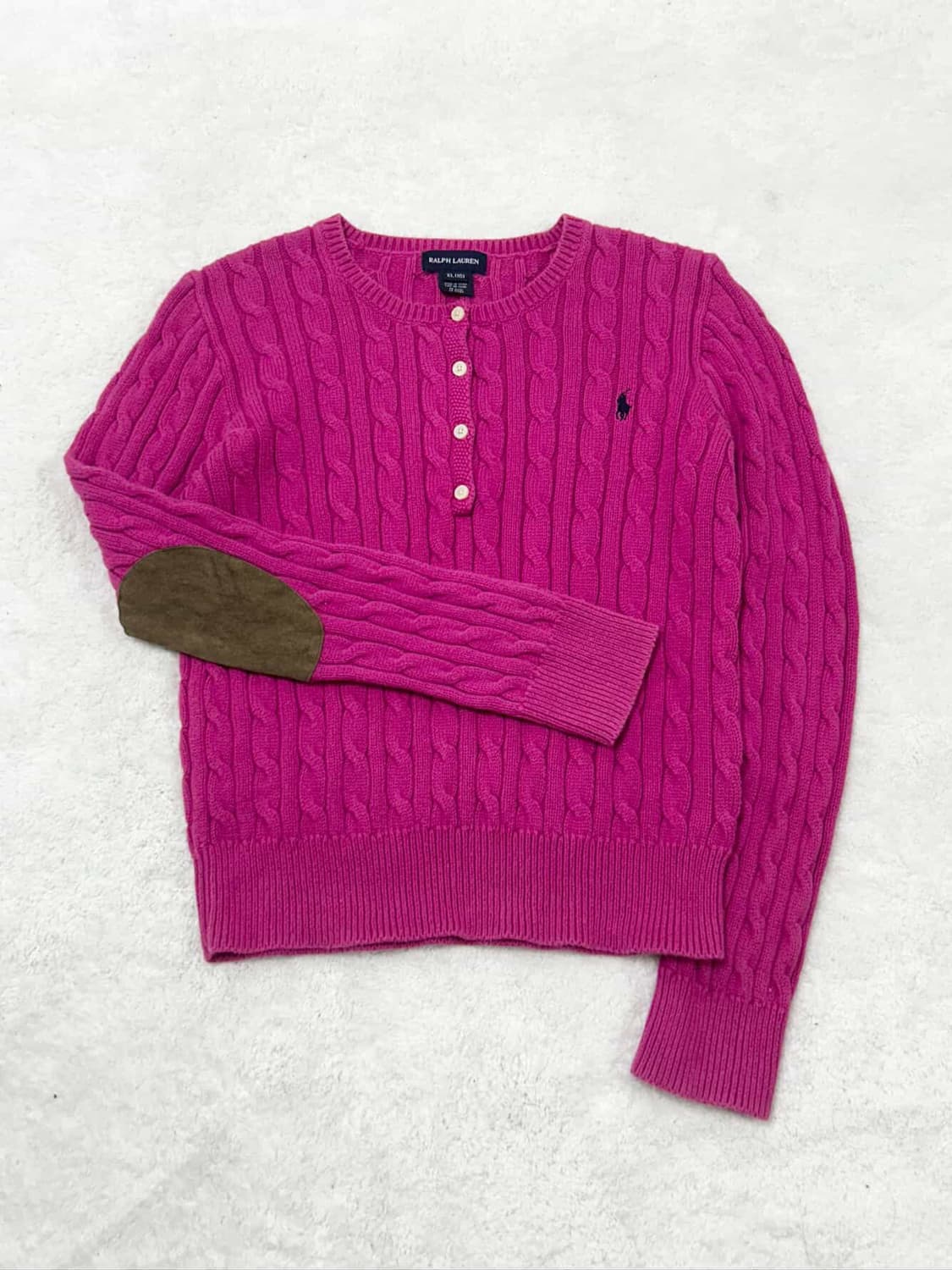 폴로 마젠타핑크 반버튼 케이블니트 상품이미지6