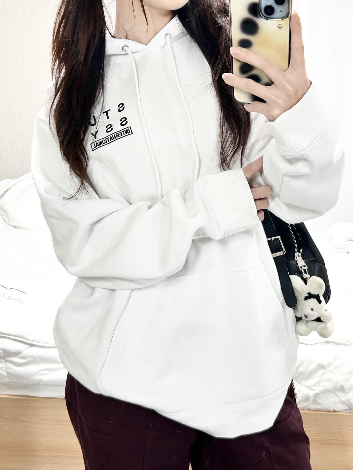 스투시 인터내셔널 빅로고 화이트 후드 상품이미지2