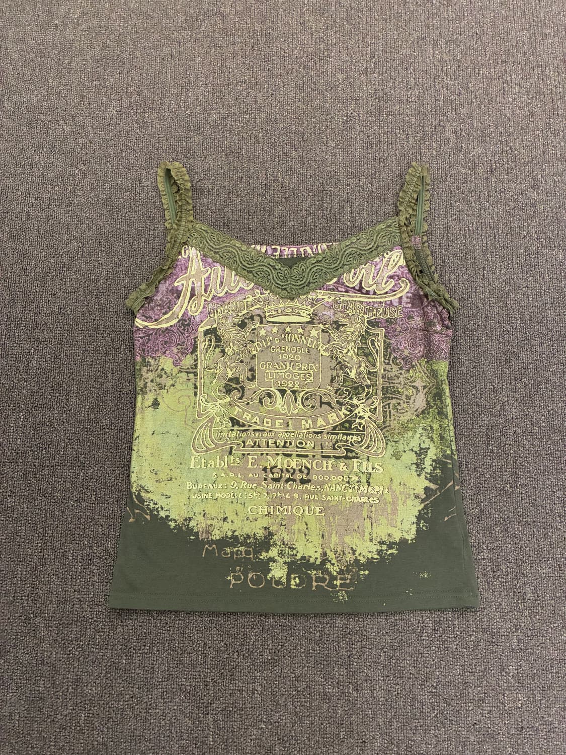 2)Japanese vintage 여성 y2k 레이스 카키색 슬리브리스 상품이미지2